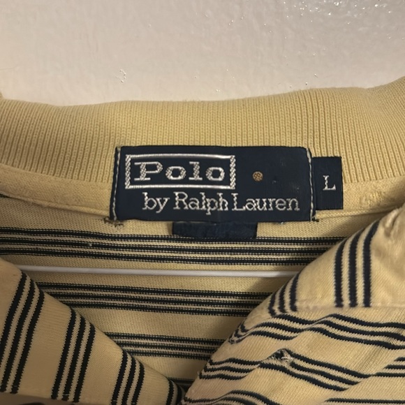 Large - Polo Ralph Lauren Collared Shirt - Yellow w/ Black Stripes - Picture 2 of 6